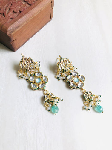 Mint Blossom Kundan Earrings